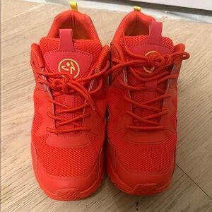 Zumba Fitness Neon Orange Athletic Sneakers with Yellow Logo